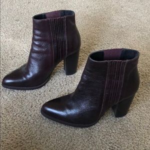 Leather zara booties Burgundy